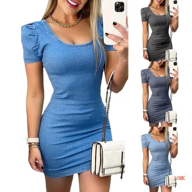 Đầm Dự Tiệc Cổ Chữ U Màu Sắc Đơn Giản Trẻ Trung Dành Cho Nữ