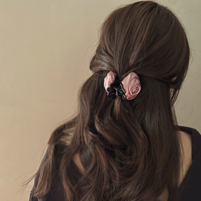 Kẹp Tóc Satin Hình Hoa Trà Dễ Thương Thời Trang Mùa Hè