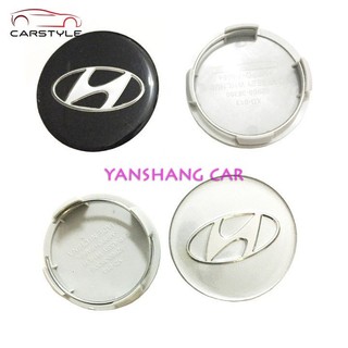 Logo chụp mâm bánh xe ô tô Hyundai HY-60 Kích thước 60mm: Màu Đen và Bạc （1 Chiếc)