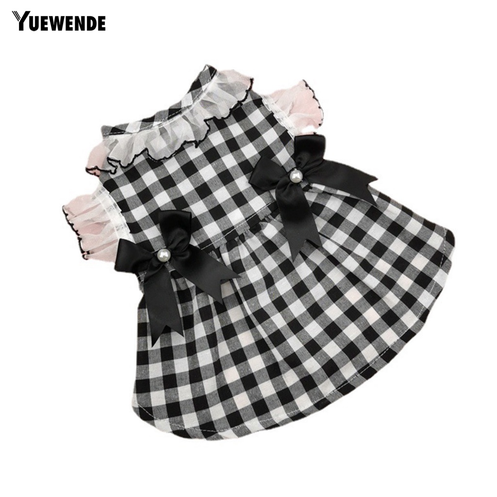 Đầm Họa Tiết Caro Đính Nơ Xinh Xắn Thoải Mái Thời Trang Mùa Hè Cho Thú Cưng