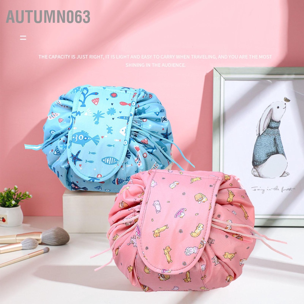 Autumn063 Túi đựng mỹ phẩm du lịch dây rút chống thấm nước di động để trang điểm