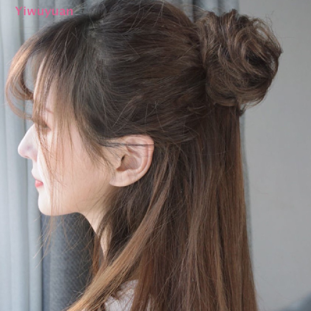 < Yiwuyuan > Kẹp Tóc Giả Thắt Bím Nửa Đầu Dạng Bóng Tròn Mới