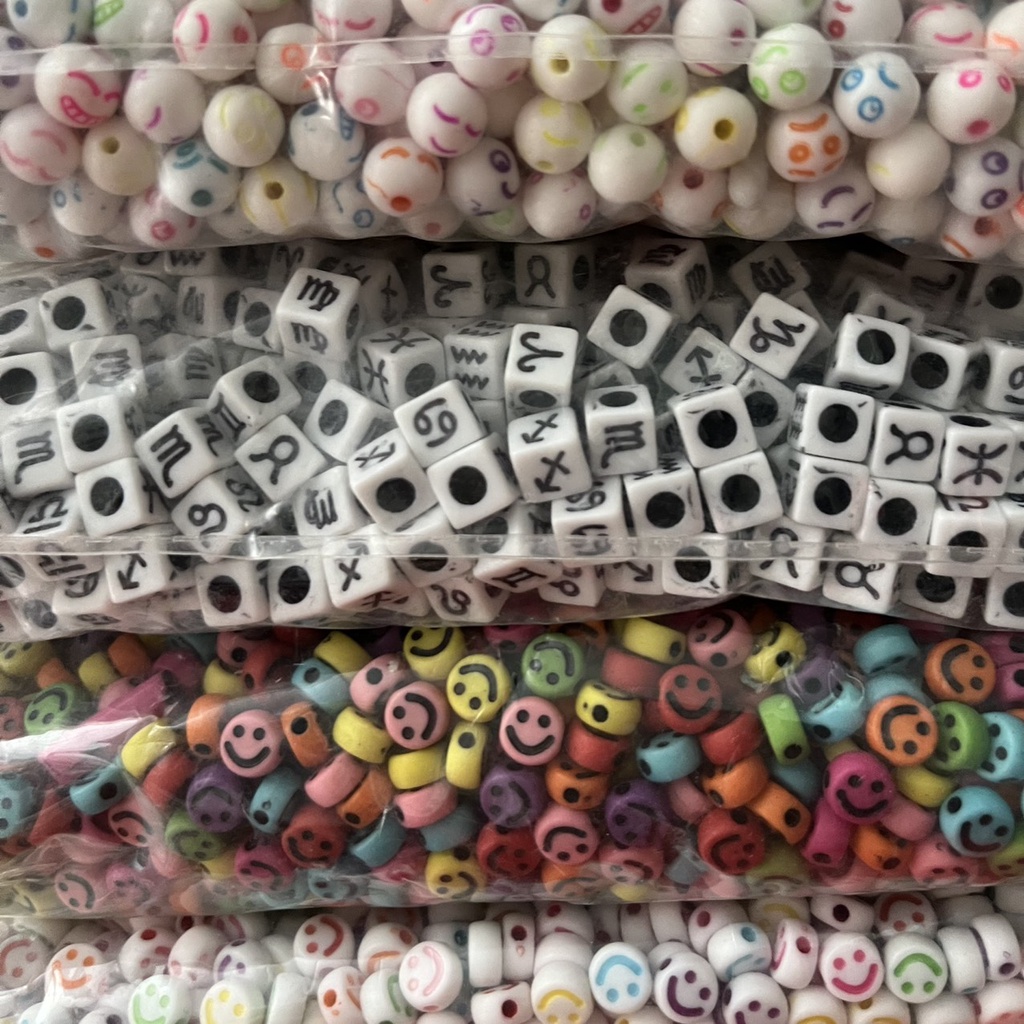 500gr hạt cườm nhựa nhiều size nhiều màu, hạt xâu vòng tay, làm thủ công, handmade