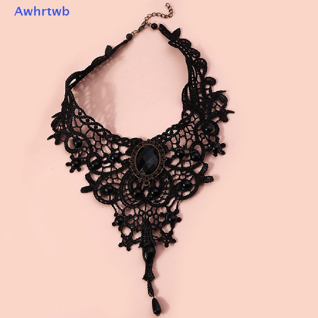 Vòng Cổ Choker Ren Đính Đá Quý Phong Cách Gothic Quyến Rũ Cho Nữ Mới