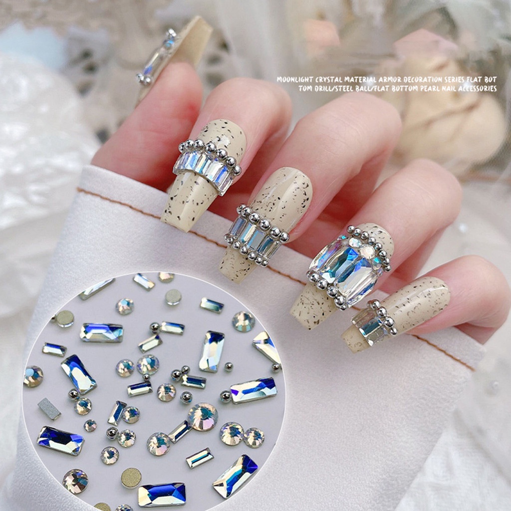 1 Hộp Hạt Pha Lê 3D Lấp Lánh Dùng Trang Trí Móng Tay Nghệ Thuật Charms