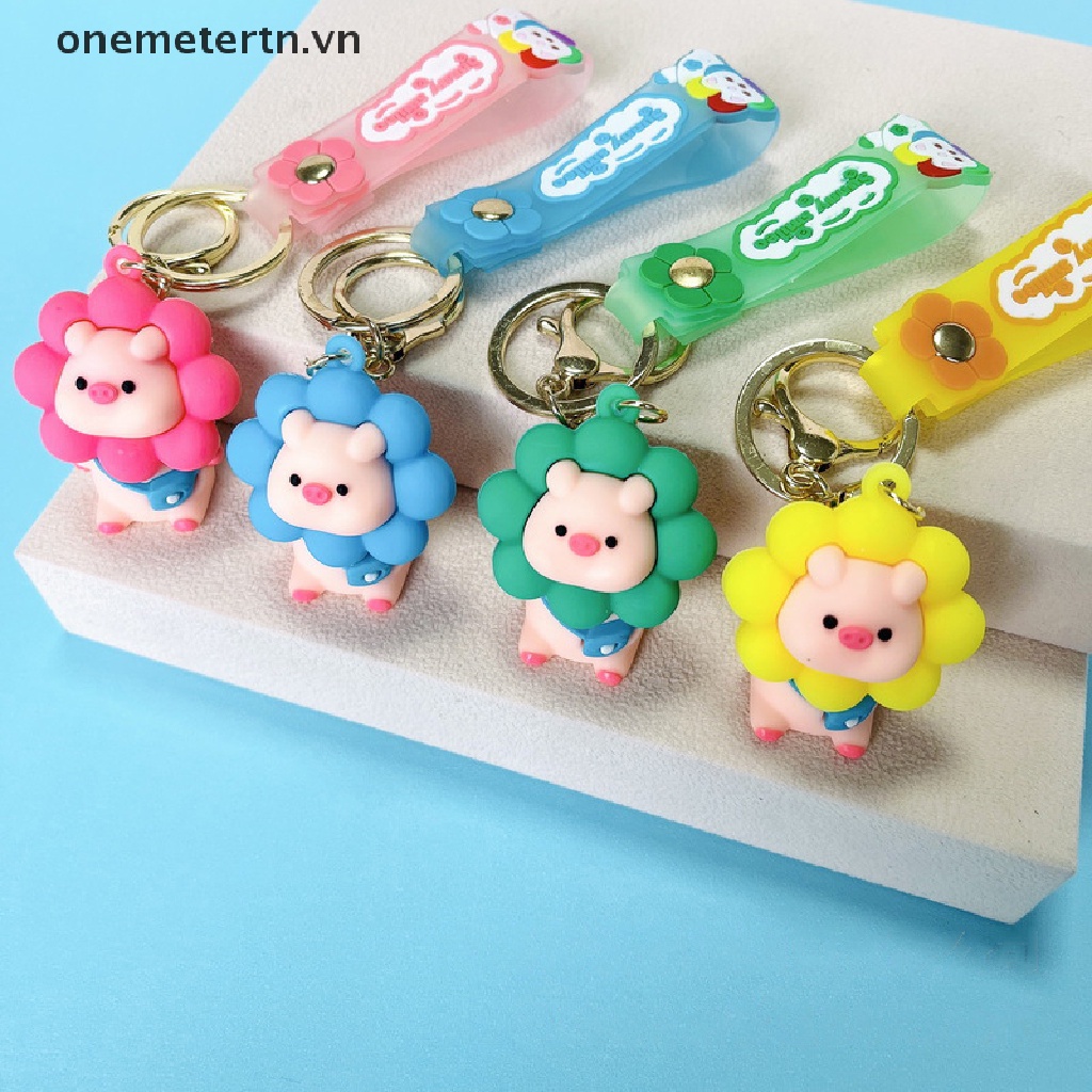 Móc Khóa Hình Heo Và Hoa Hướng Dương Dễ Thương