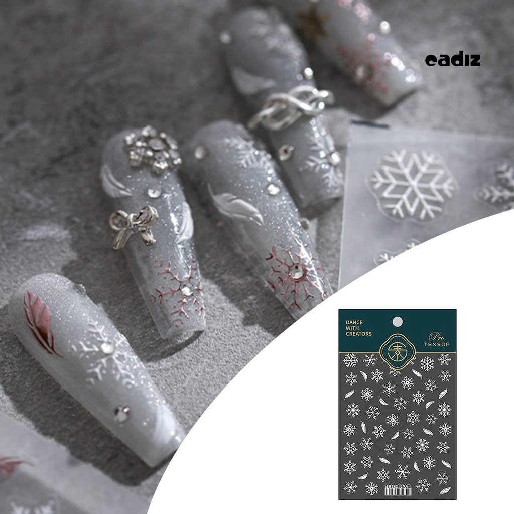 Miếng Dán Trang Trí Móng Tay 5D Hình Bông Tuyết / Lông Vũ Siêu Mỏng Chống Rơi