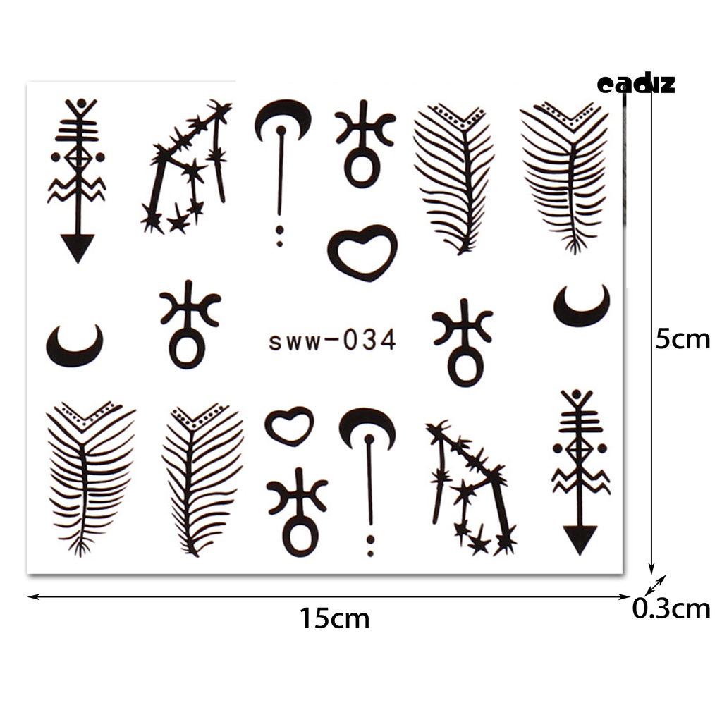Bộ 12 Miếng Dán Móng Tay Chuyển Nước Tự Dính Không Phai Siêu Mỏng Họa Tiết Hoa Ma Rốc / Lông Vũ / Hoa