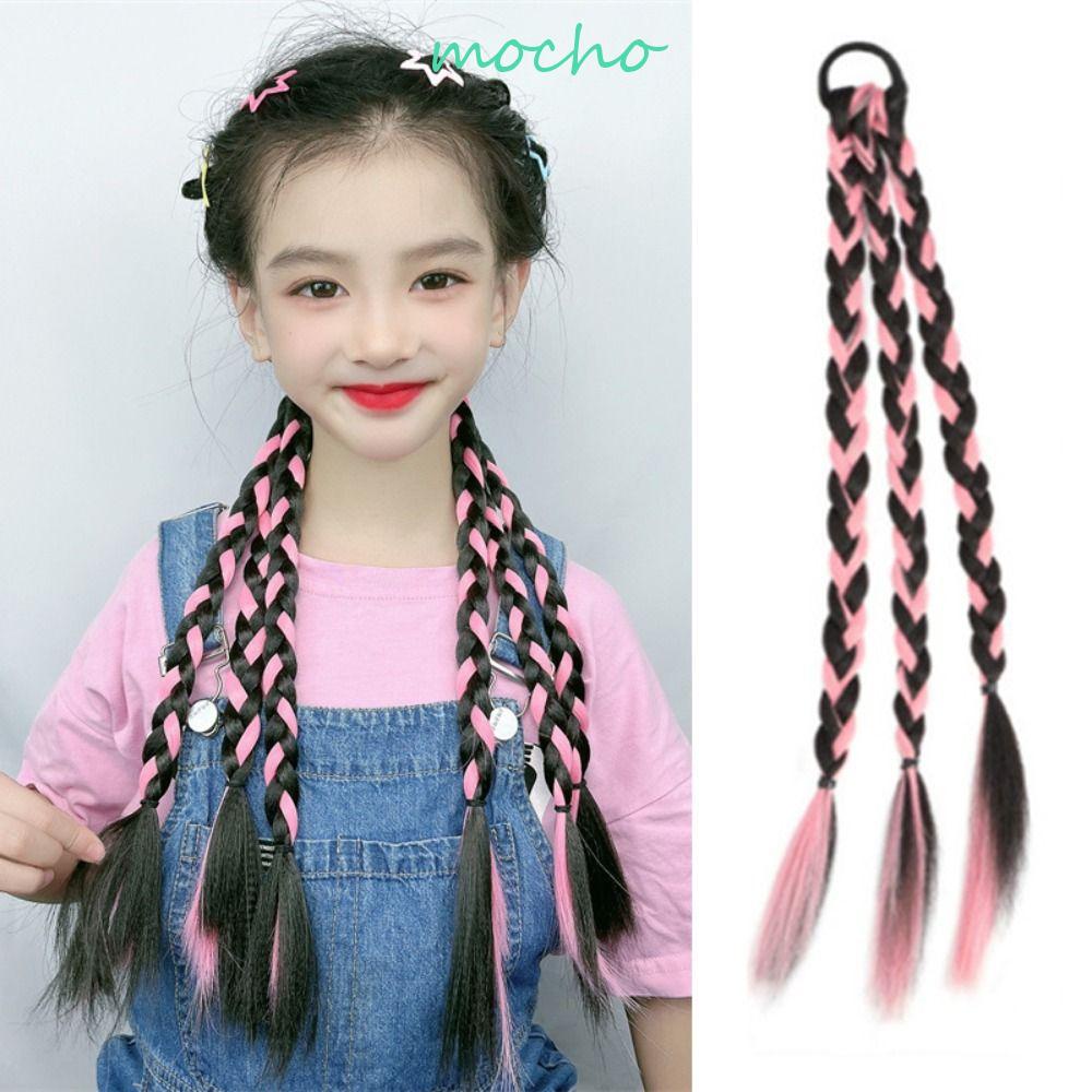Mocho Dây Bện Tóc Giả Thắt Bím Co Giãn Tự Nhiên Cho Bé Gái Tập Boxing