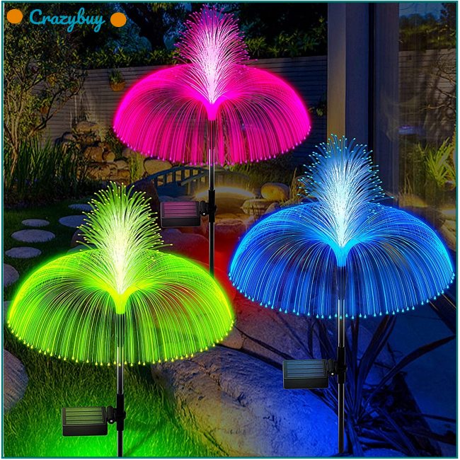 Cr Set 3 Đèn Led Sứa Nhiều Màu Trang Trí Lối Đi Sân Vườn