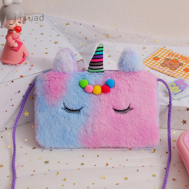 Túi Đeo Chéo Hình Kỳ Lân Hoạt Hình Nhồi Bông Đáng Yêu Dành Cho Bé Gái