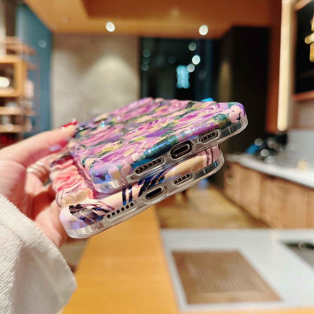 Ốp Điện Thoại TPU Chống Sốc Họa Tiết Tranh Sơn Dầu Cho IPhone 14 13 12 11 Pro Max