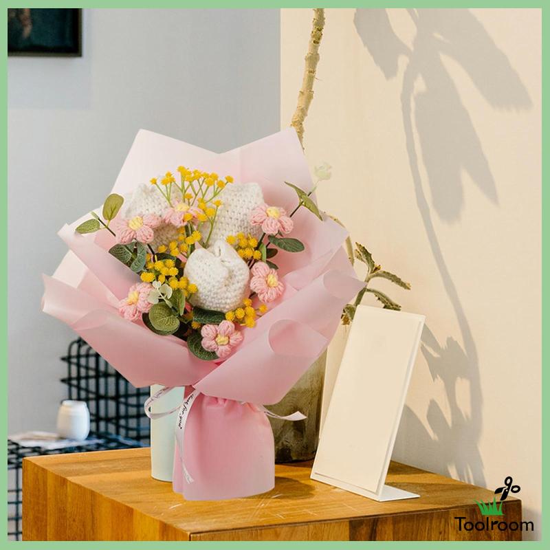 Bó Hoa Tulip Nhân Tạo Đan Móc Làm Bằng Tay Mùa Xuân