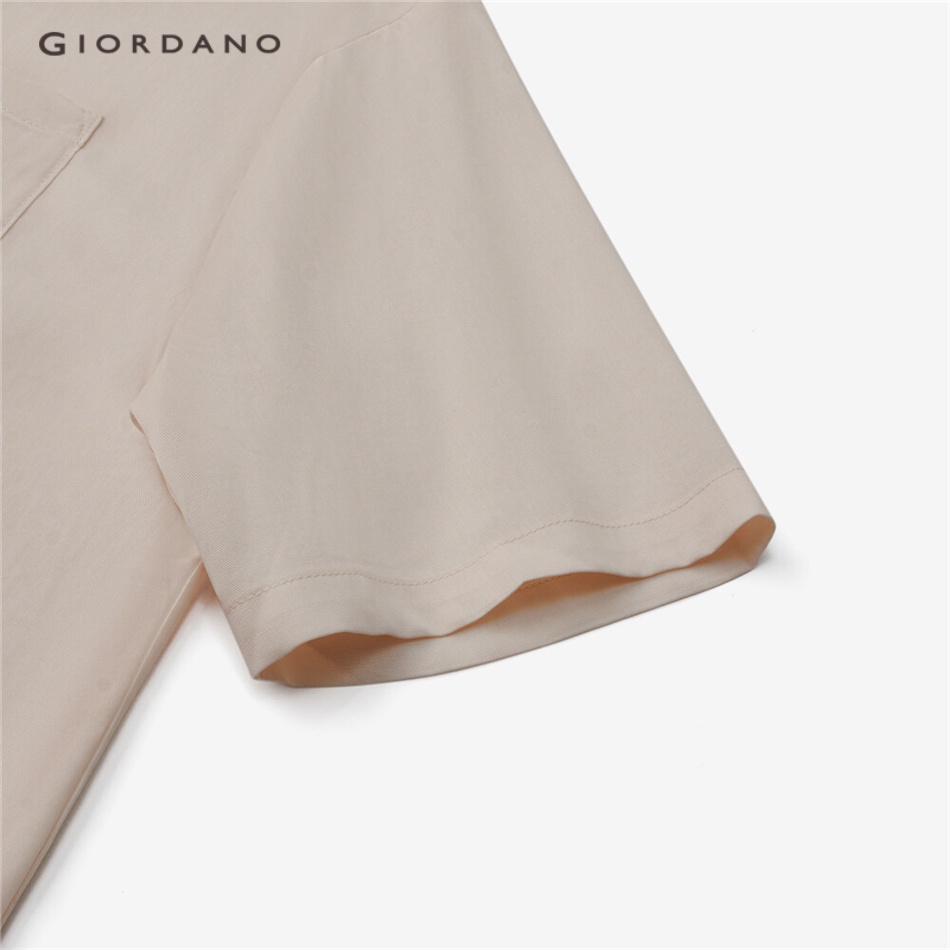 GIORDANO WOMEN Single pocket short sleeve tencel shirt 05343471