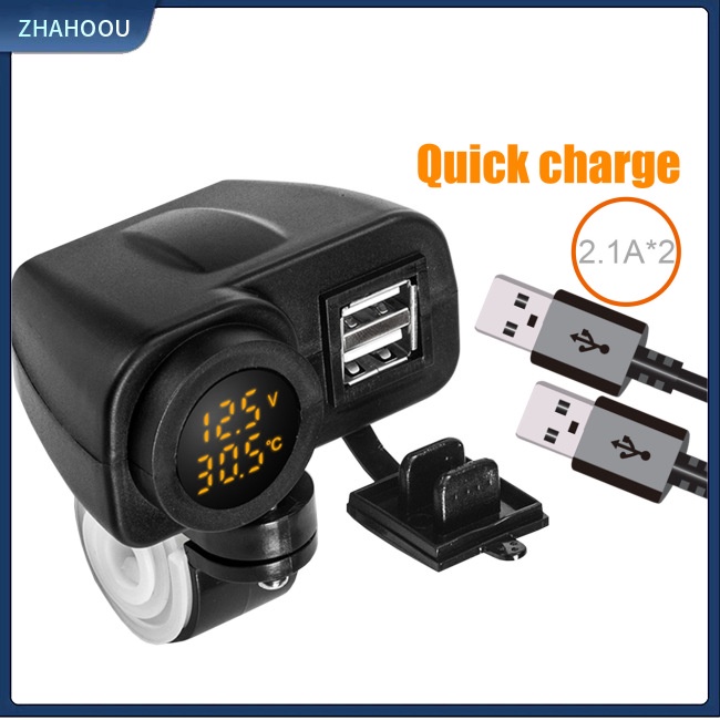 ☃Phụ Kiện Trang Trí Nhà Cửa Kiểu Dáng Dễ Thương Xinh Xắn☃ Tẩu Sạc Hai Cổng Usb 2 Trong 1 Tích Hợp Nhiệt Kế Và Nhiệt Kế Đa Năng Cho Xe Hơi Xe Máy