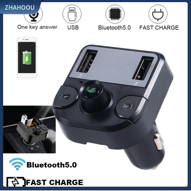 ☃Phụ Kiện Trang Trí Nhà Cửa Kiểu Dáng Dễ Thương Xinh Xắn☃ Máy Phát Fm Mp3 Bluetooth 5.0 Hai Cổng Sạc Usb Rảnh Tay Dùng Trong Xe Hơi