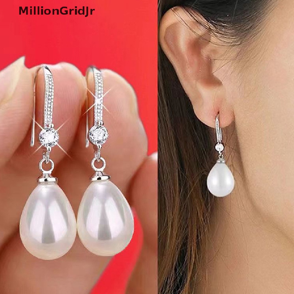 Bông Tai Ngọc Trai Hình Giọt Nước / Tròn / Oval Màu Đỏ / Trắng Độc Đáo Thời Trang Cho Nữ JR