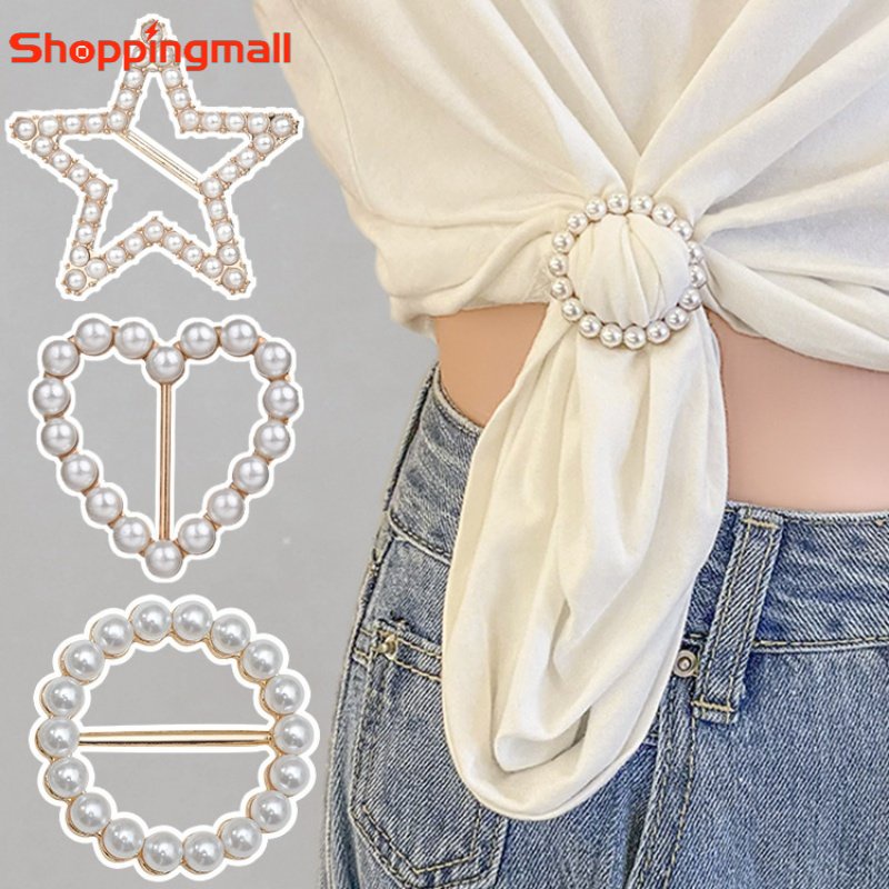 Ghim Cài Áo Hình Tròn / Trái Tim Đính Ngọc Trai Nhân Tạo Thời Trang