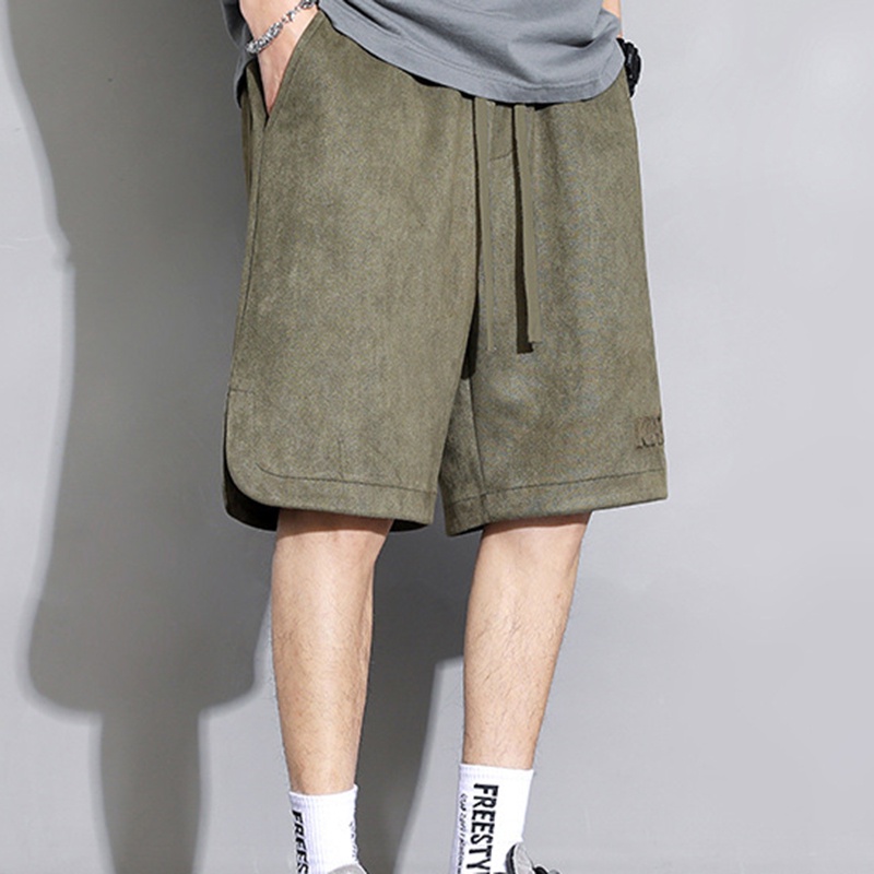 Quần Short Thể Thao Da Lộn In Họa Tiết Phong Cách retro Cho Nam