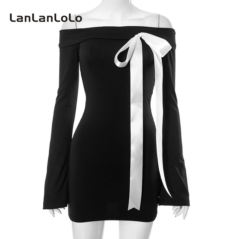 Đầm Dài Tay Trễ Vai Màu Trơn Thời Trang 2023 Cho Nữ