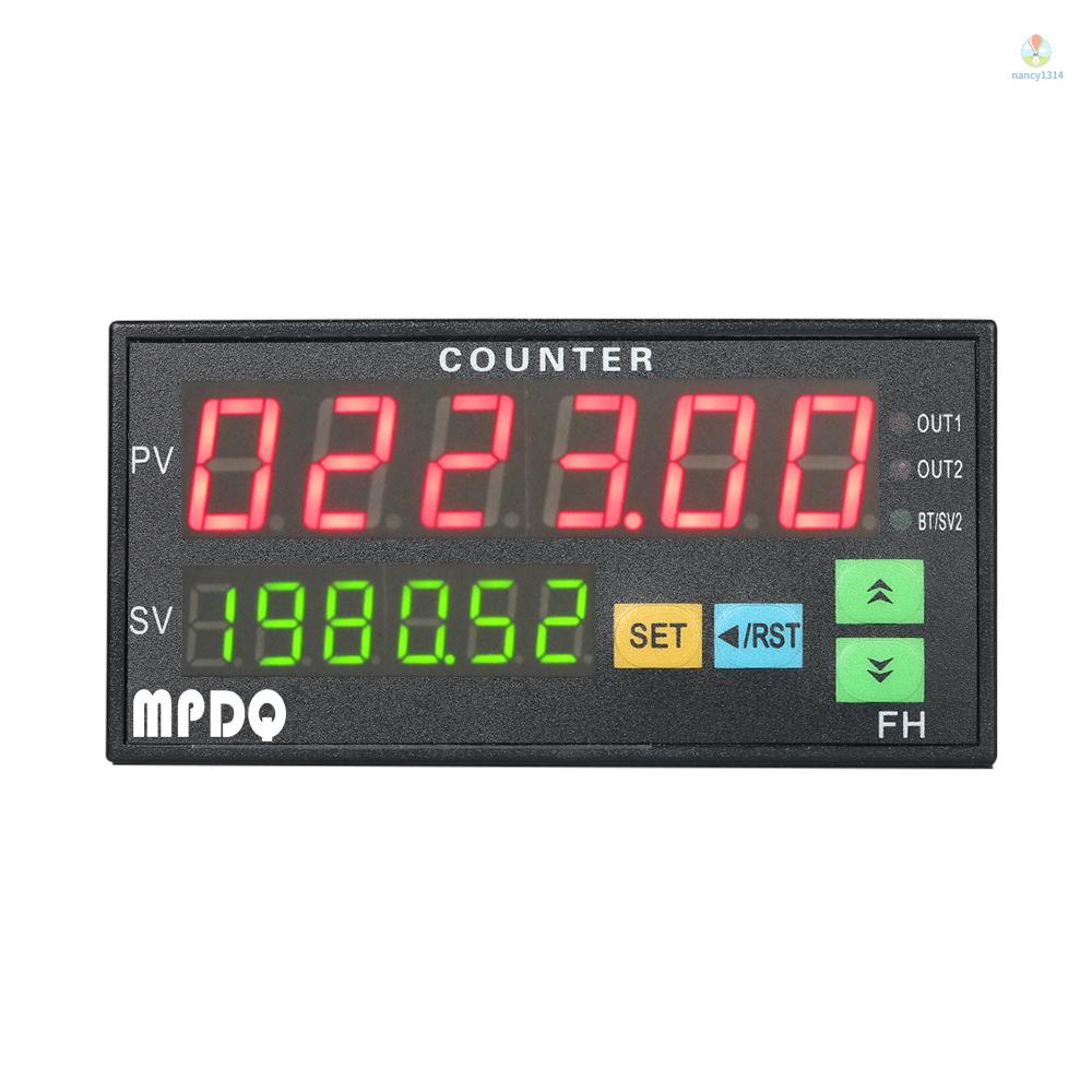 Bộ Đồng Hồ Đếm Kỹ Thuật Số Đi Ốt Đa Năng 90~265V AC / DC Với 2 Rơ Le Và Xung PNP NPN