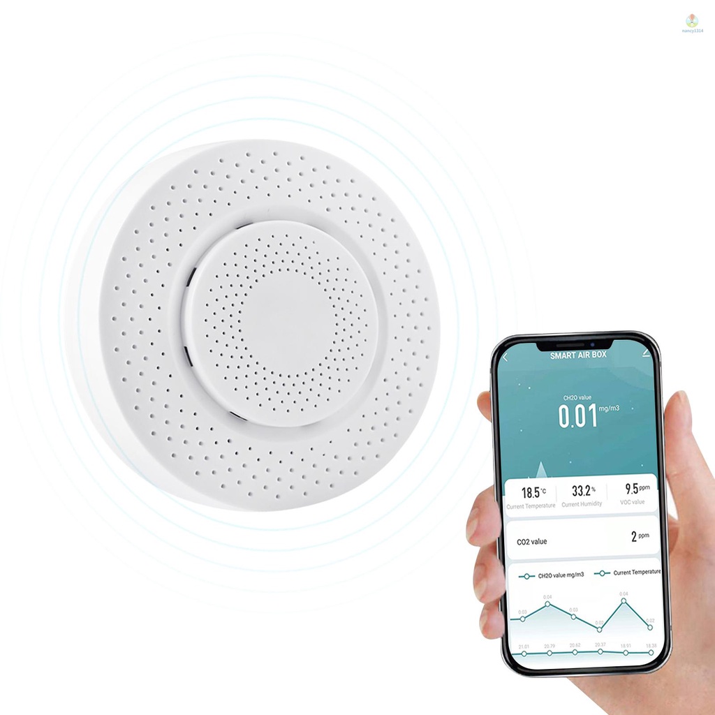 Thiết Bị Kiểm Tra Chất Lượng Không Khí Thông Minh Formaldehyde CO2 Có APP Điều Khiển Từ Xa