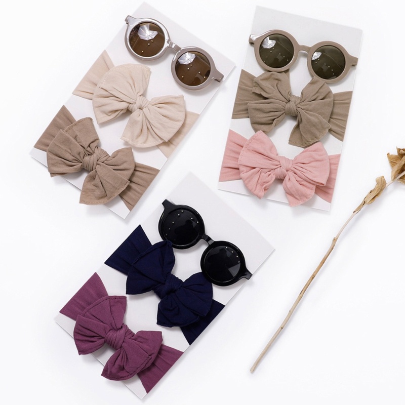 Set 3 Món Mắt Kính + Băng Đô Nơ Thời Trang Dành Cho Bé Gái