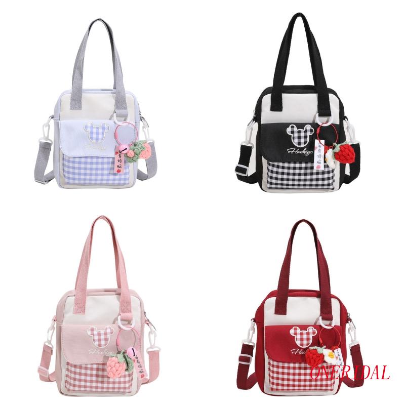 Túi Đeo Chéo Chống Trộm Họa Tiết Sọc Caro Phong Cách Lolita