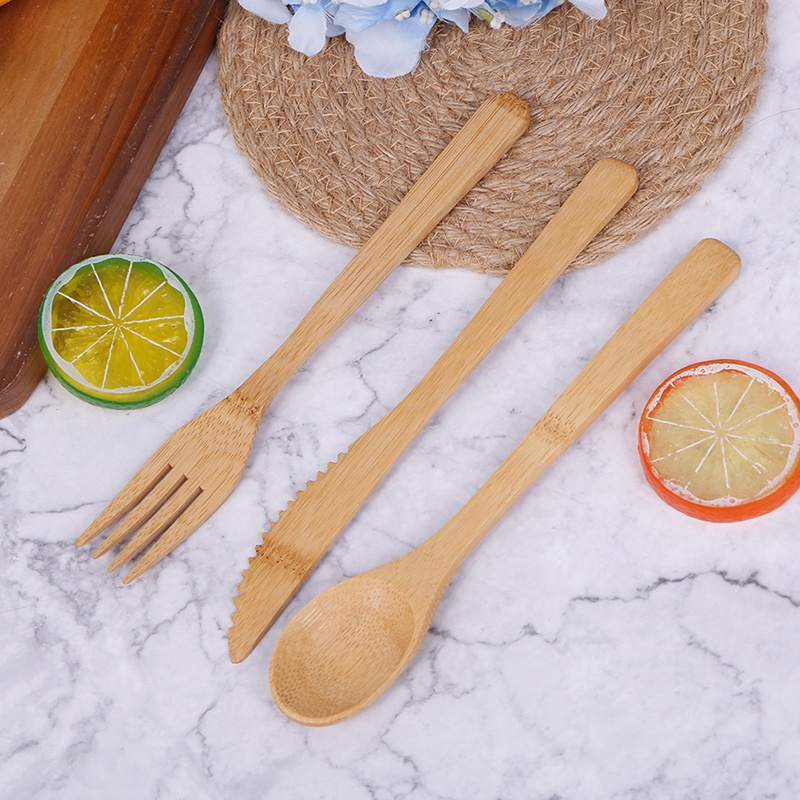 Bộ 3 Dao Muỗng Nĩa Bằng Gỗ Tre Thân Thiện Với Môi Trường