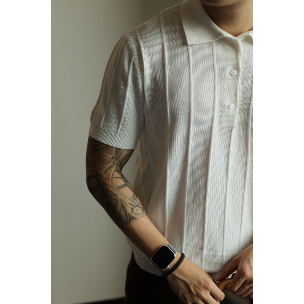 Áo Thun POLO Dệt Kim Tay Ngắn Màu Sắc Tươi Sáng Phong Cách Retro Cho Nam Giới