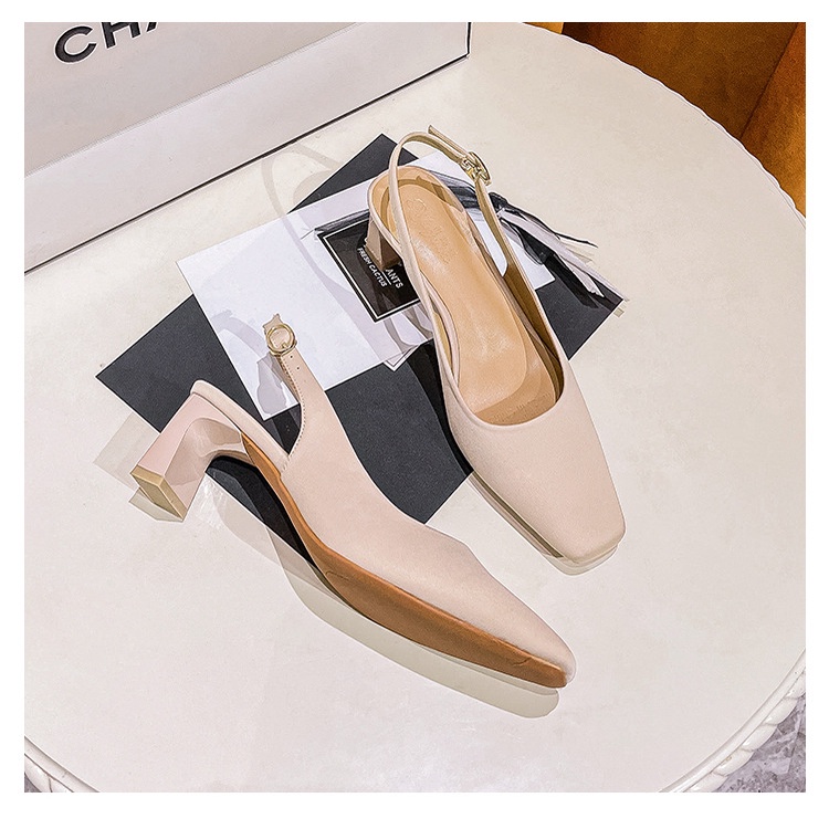 Giày Sandal Gót Dày Quai Satin Thời Trang Nữ Sành Điệu