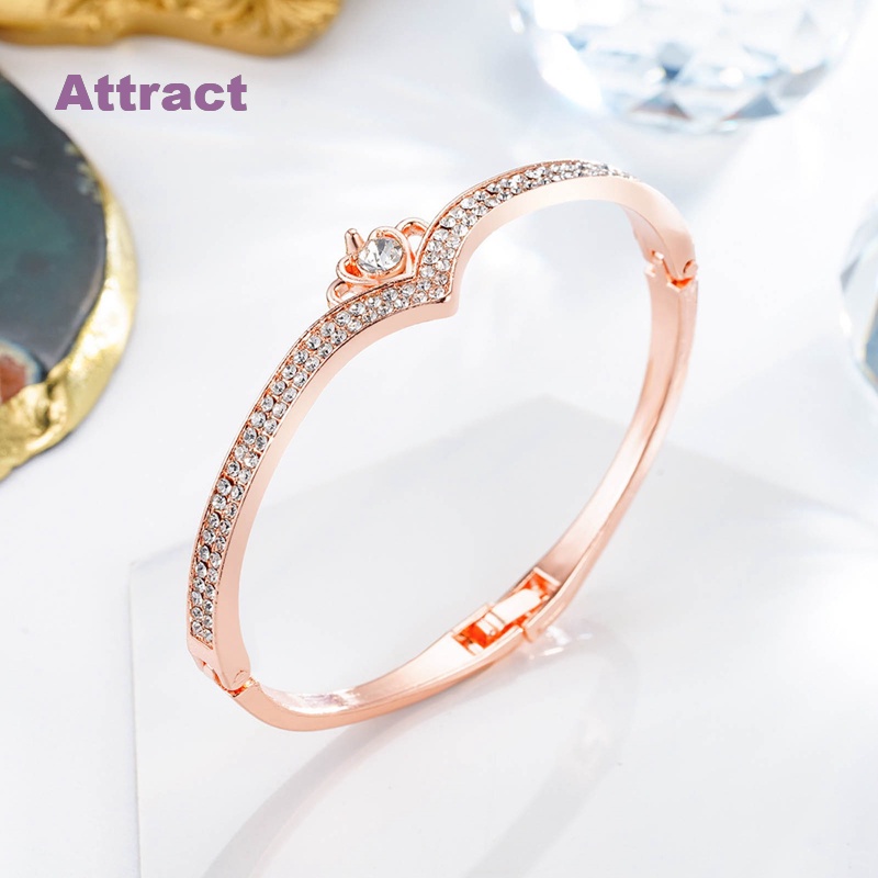 Vòng Tay Mạ Vàng Hồng / Bạc Hình Vương Miện Đính Kim Cương Trái Tim Thời Trang Phong Cách Hàn