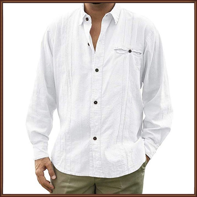 Áo Sơ Mi Cotton Lanh Màu Sắc Đơn Giản Thời Trang Cho Nam