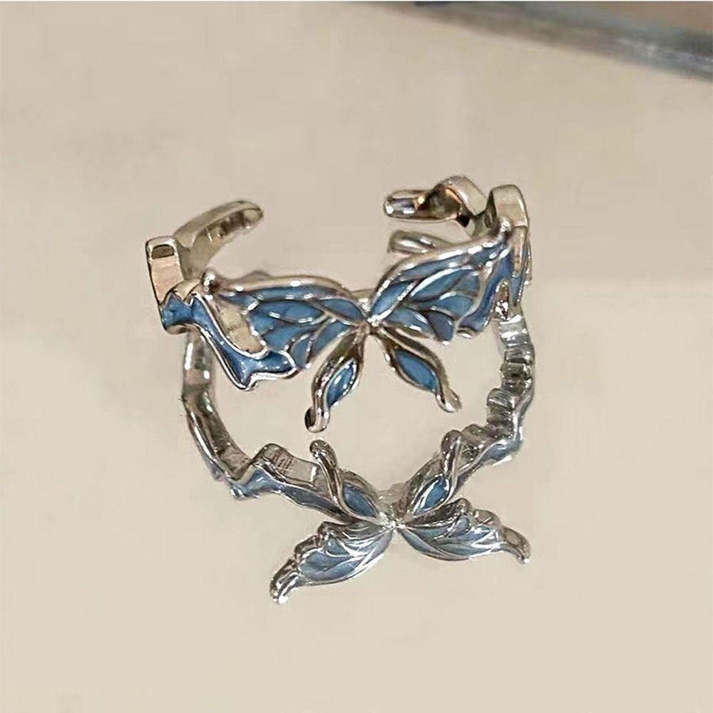 Vòng cổ Mạ Vàng 2K Mặt Hình Bươm Bướm Màu Xanh Dương Thời Trang Cho Nữ