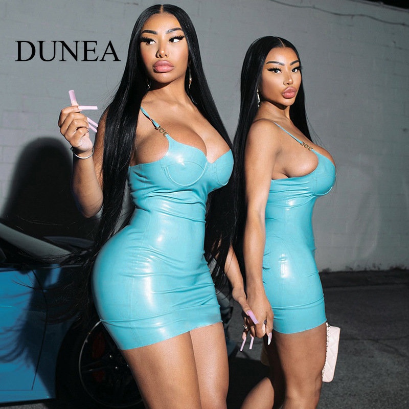 DUNEA Đầm Hai Dây Khóa Kéo Kim Loại Quyến Rũ Dành Cho Nữ