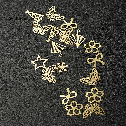 Miếng Dán Trang Trí Móng Tay Hình Hoa Bướm 3D Bằng Kim Loại