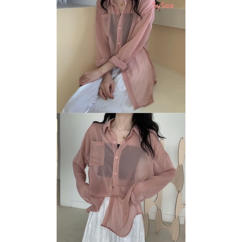 Áo Sơ Mi Chiffon Dài Tay Chống Nắng Phong Cách Pháp Cho Nữ