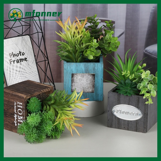 Chậu Cây Mọng Nước Giả Bằng Gỗ Dùng Trang Trí Diy