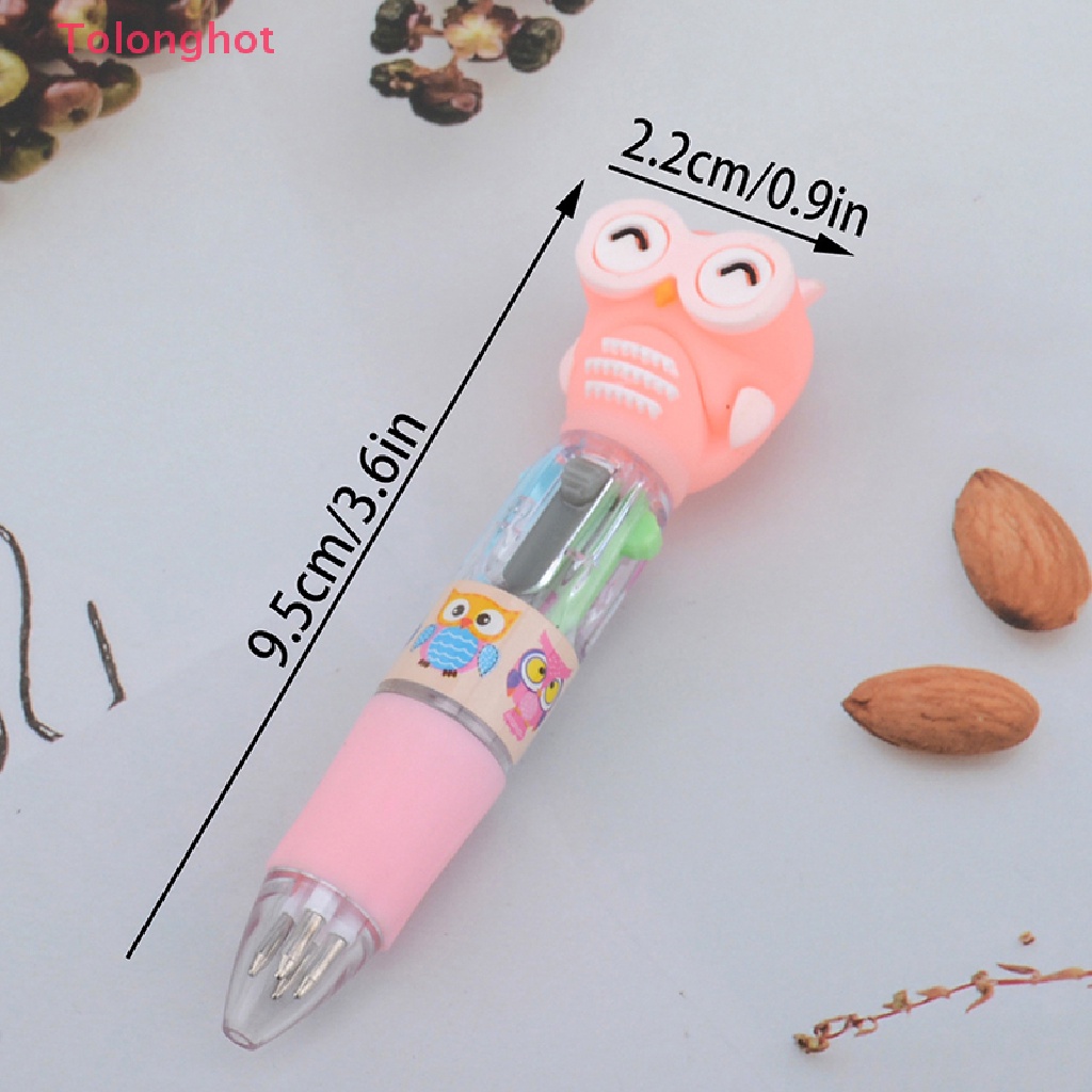 Bút Bi Mini 4 Màu Hình Động Vật Hoạt Hình Đáng Yêu