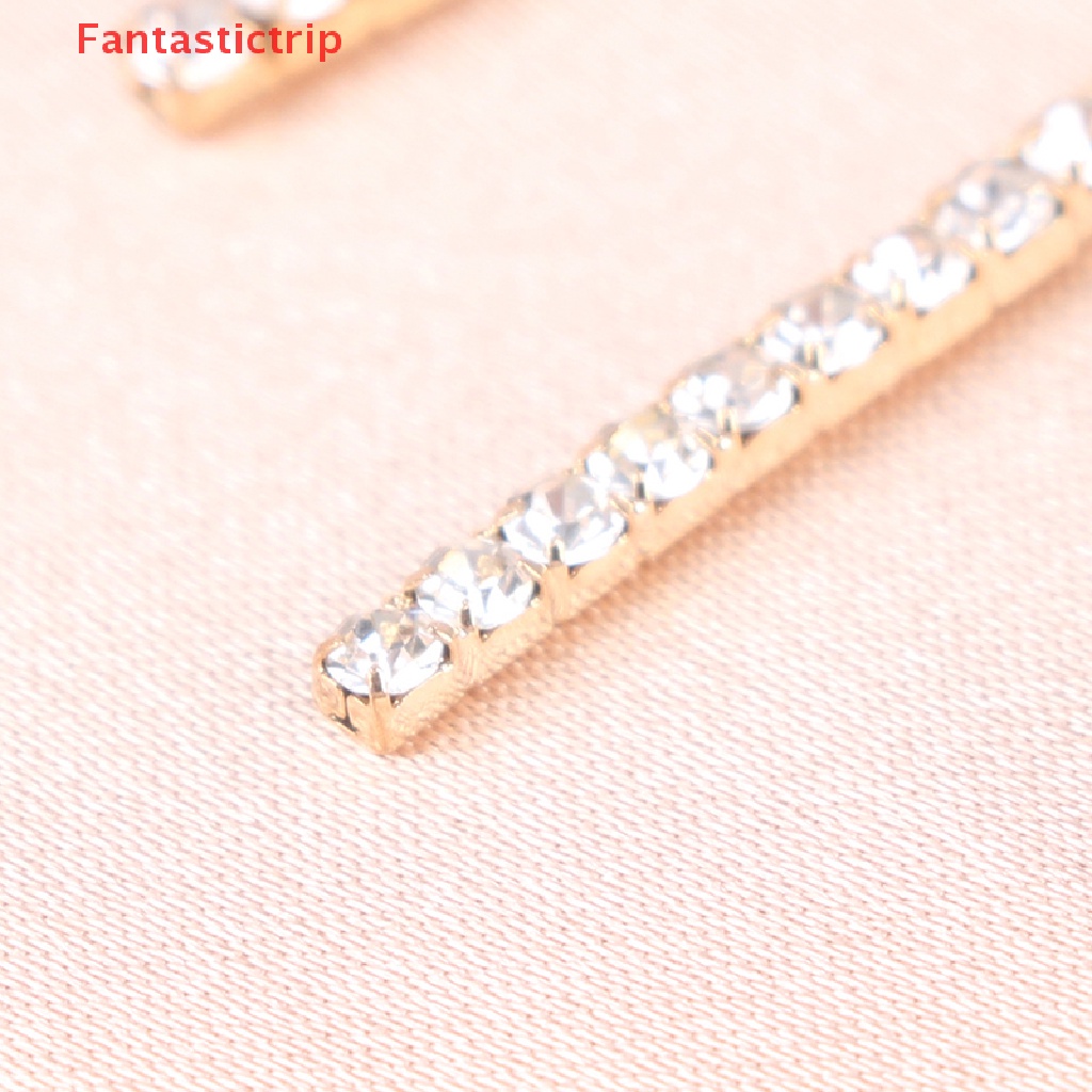 [Fantastictrip] Bông Tai Kim Loại Dài Hình Nơ Đen Đính Pha Lê Sáng Bóng Mới