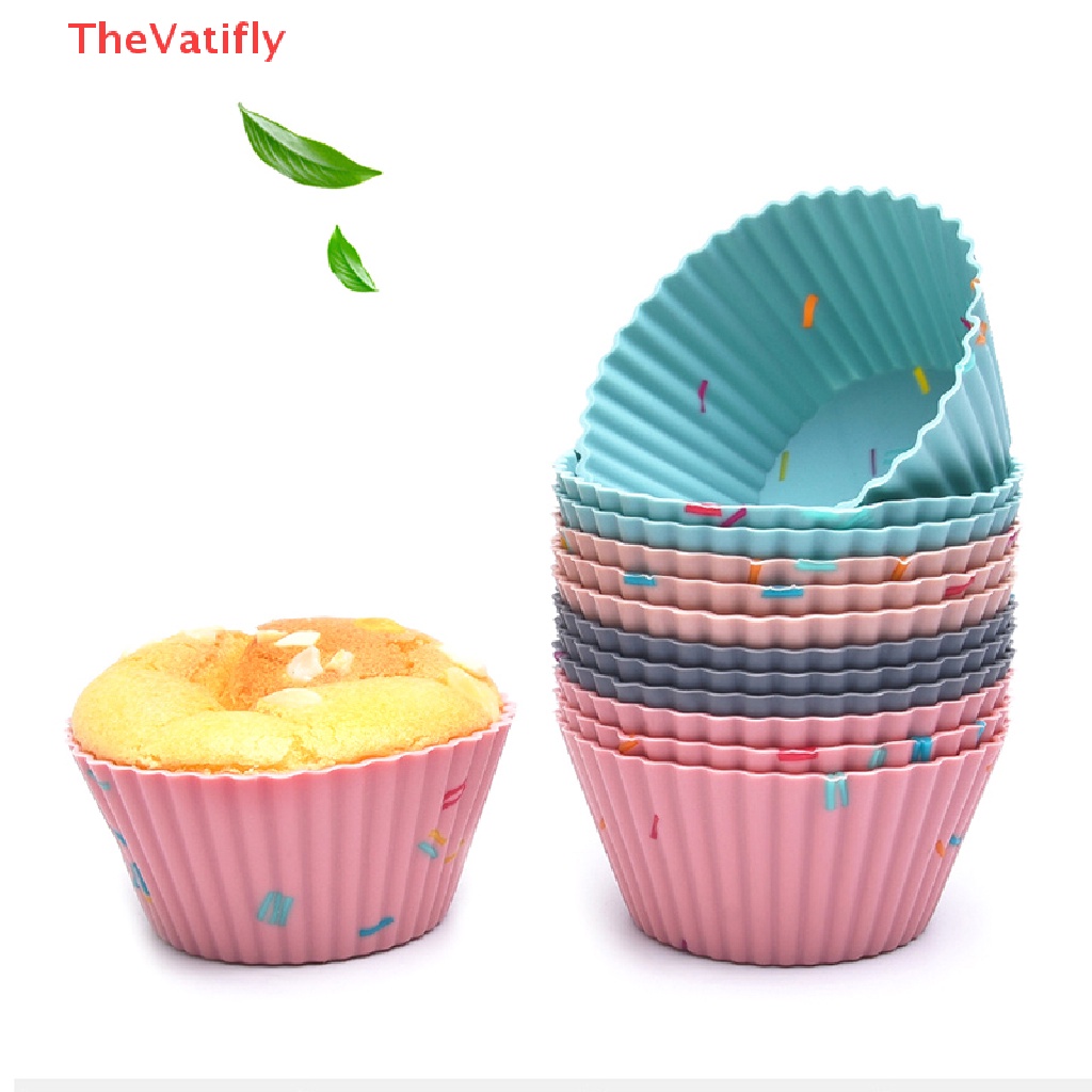 Bộ 1 / 6 / 12 Khuôn Silicone Làm Bánh Cupcake Muffin Tái Sử Dụng Tiện Lợi