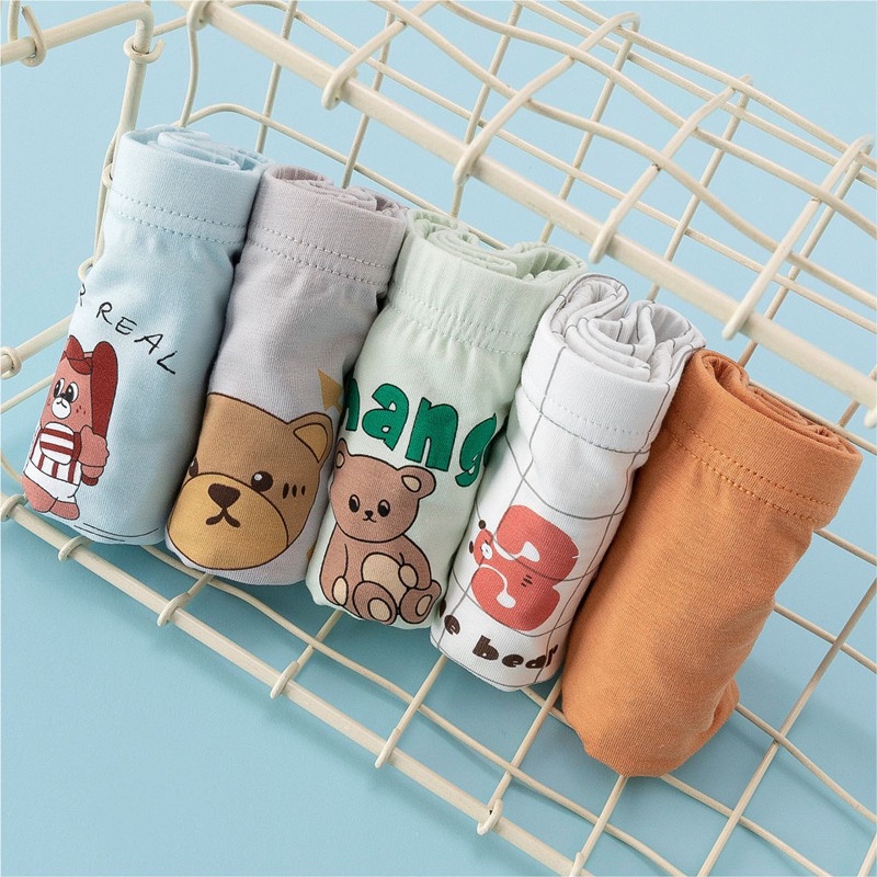 Quần Lót Hình Gấu Dễ Thương Cho Bé Trai 2-15 Tuổi