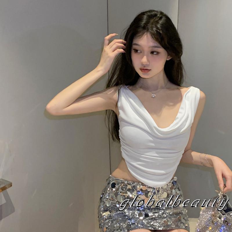 Áo Croptop Trễ Vai Màu Sắc Đơn Giản Cho Nữ