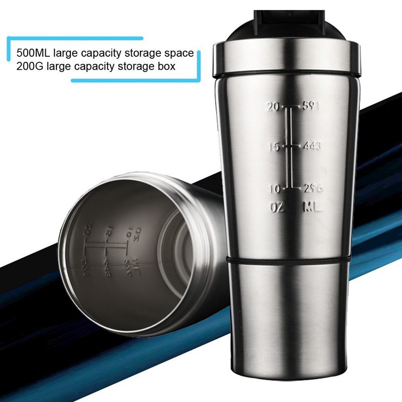 Bình Lắc Protein Bằng Thép Không Gỉ 700ML + 200ML