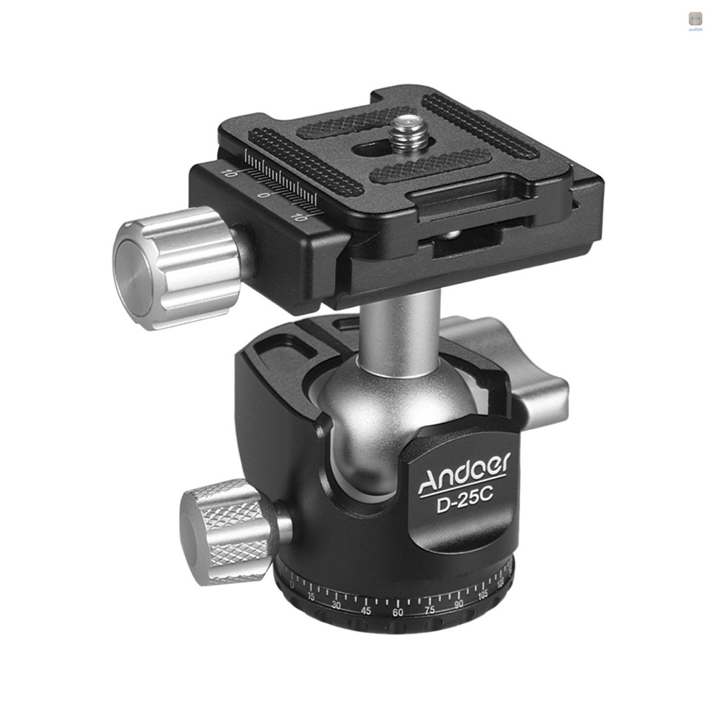 Gậy Chụp Ảnh Andoer D-25C Đầu Bi Đôi Bằng Hợp Kim Nhôm Chịu Lực Thấp 10kg Cho Chân Máy Ảnh DSLR ILDC