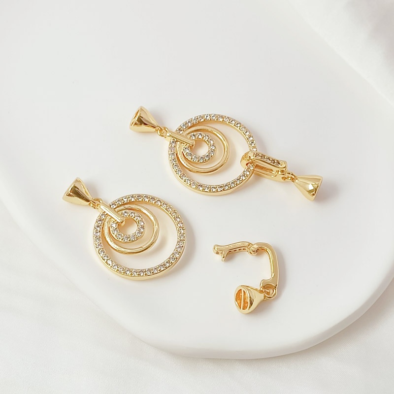 Khóa Cài Dây Chuyền Mạ Vàng 14K Đính Đá Zircon Màu Sắc Ngọc Trai / Hoa Hồng DIY