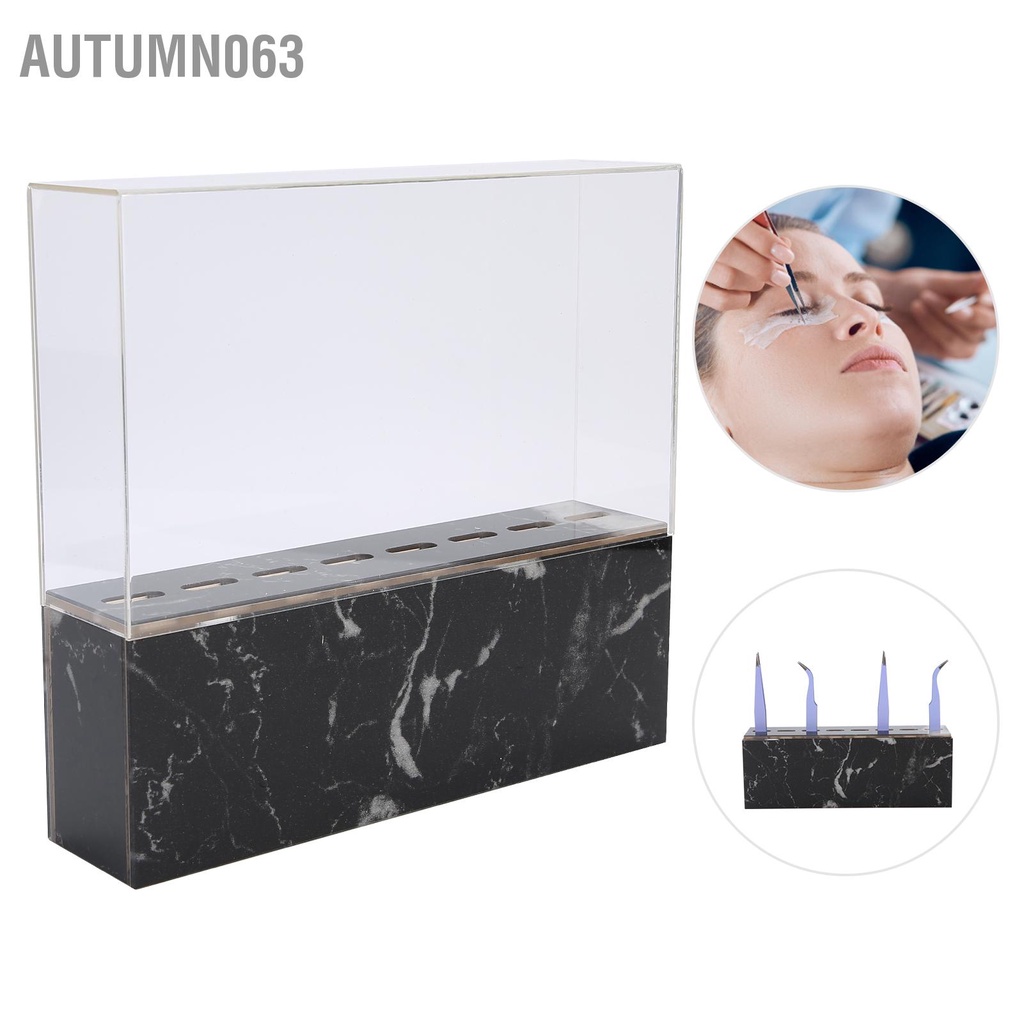Autumn063 Giá đỡ nhíp 8 lỗ Tweezer Display Stand lưu trữ có nắp che bụi cho Salon