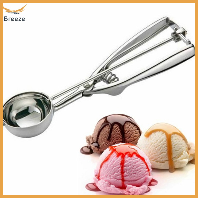 Muỗng Ăn Kem / Trái Cây Bằng Thép Không Gỉ Với Tay Cầm Lò Xo Tiện