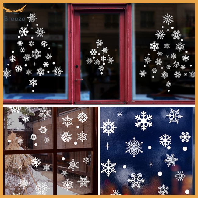 Set 155 / 9 Tấm Hình Dán Hoa Tuyết Trang Trí Cửa Sổ
