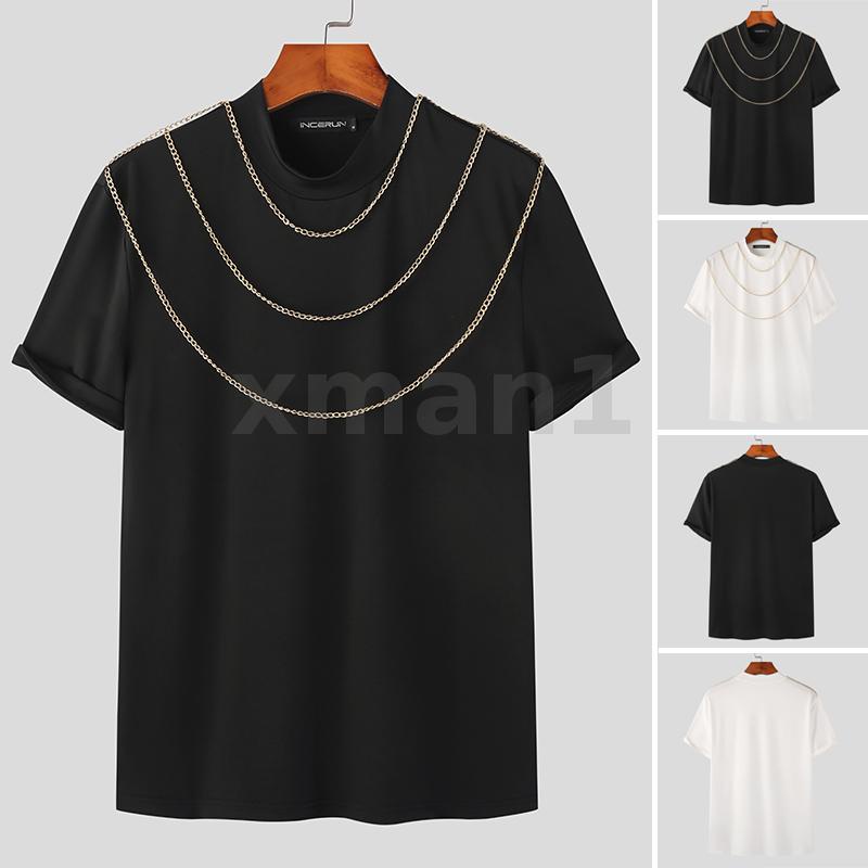 Áo Thun Tay Ngắn Cổ Cao Màu Trơn Co Giãn Tốt Thời Trang Trẻ Trung